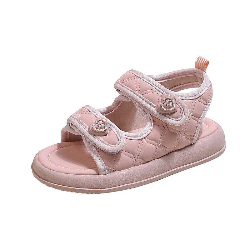 Children's Sandals 2024 New Girls Summer Shoes Fashion Kids Princess Causal Sports Beach Sandals Open-toe Versatile Hook Loop