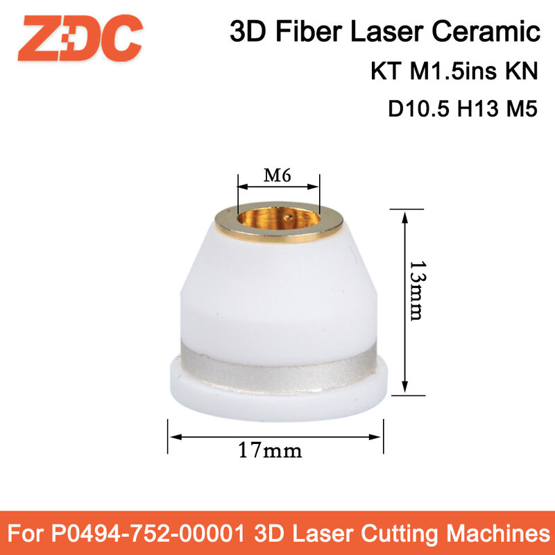 Fiber Laser 3D Laser Ceramic KT M1.5ins KN Ceramic Part Nozzle Holder for Precitec P0494-752-00001 D17 H14 M6