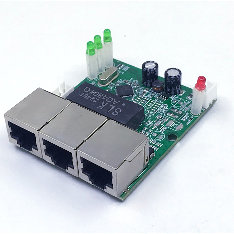 PCBA Mini 4/5 port Networkmini modul sakelar ethernet 10/100Mbps 5V 12V 15V 18V 24V