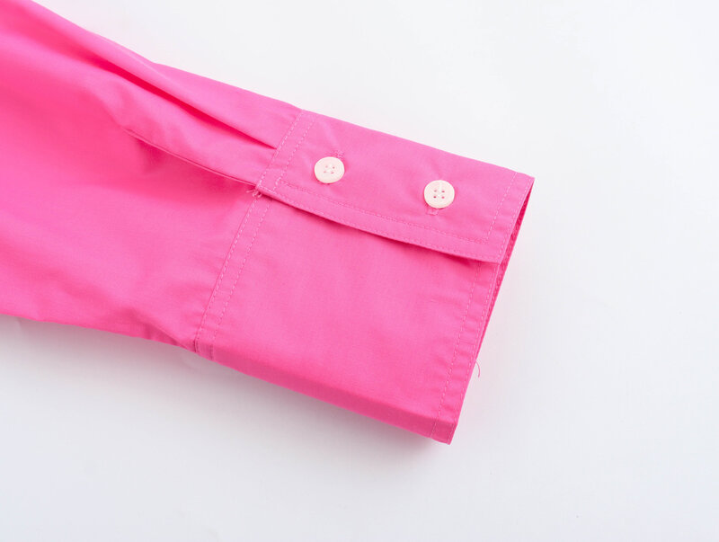 Blusa informal holgada de popelina para mujer, camisa básica de manga larga con botones, estilo Retro, 2024