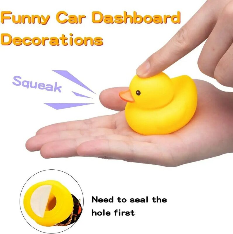 Car Duck Rubber Duck Ornaments Yellow Duck Car Dashboard Decorations with Propeller Helmet