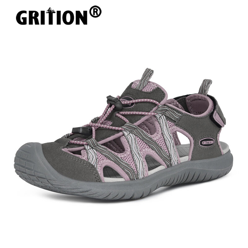 GRITION Women Outdoor Closed Toe Sandals Ladies Hiking Sandals Summer Trekking Shoes Breathable 2022 New Comfortable Non-Slip