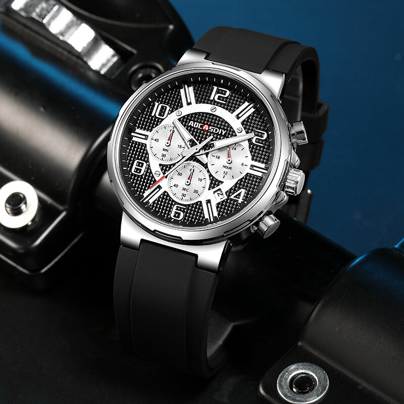 Aocasdiy Fashion Men's Watches Top Brand Luxury Quartz Waterproof Sports Clock Wristwatch Relogio Masculino Silicone Strap