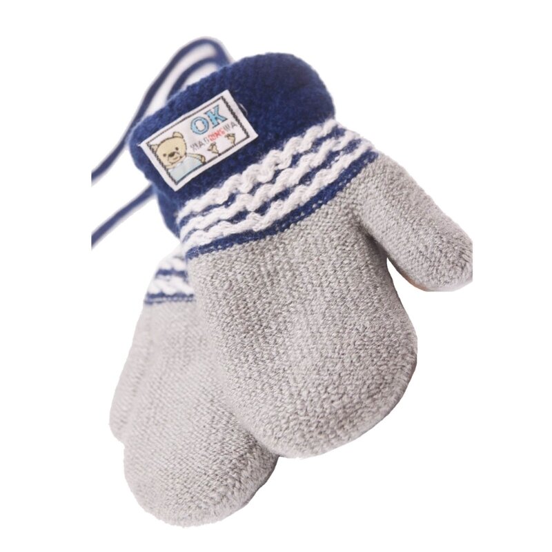 Manoplas tejidas para bebés, guantes para exteriores para niños pequeños con cuerda larga para 1-3 años