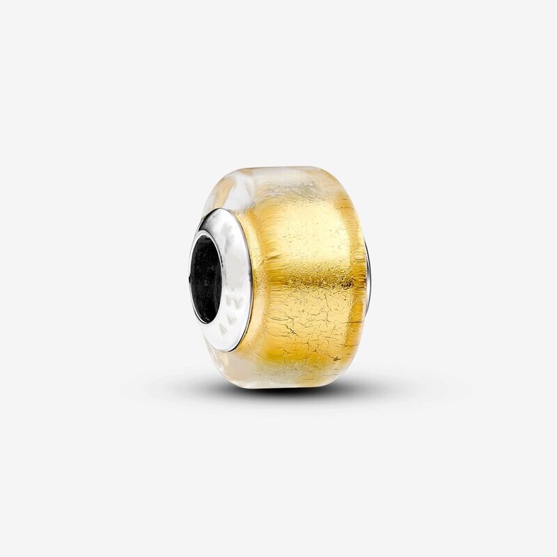 Mini Charm de cristal de Murano dorado, cuentas de Plata de Ley 925, se adapta a pulseras Pandora originales, fabricación de joyas