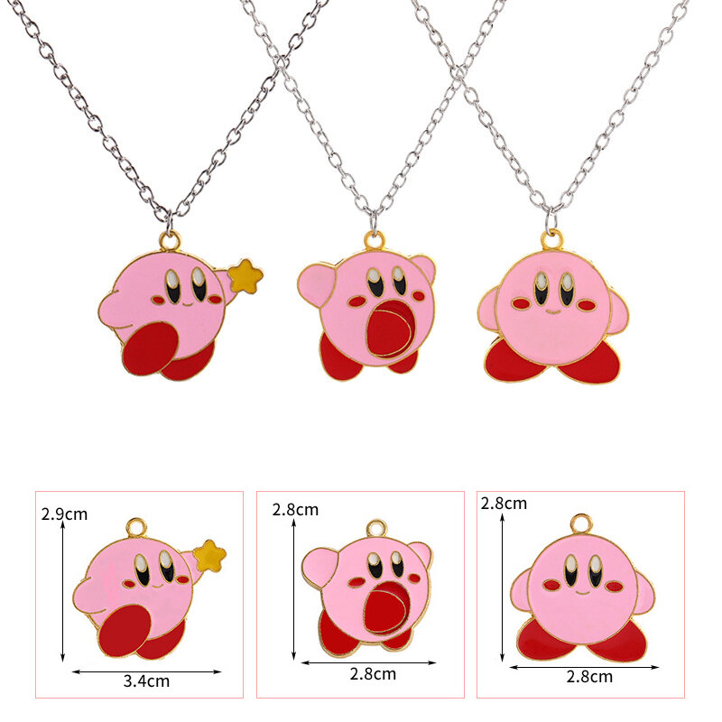 Kawaii Kirby Anime lalki z kreskówek łańcuch ze stopu naszyjnik moda łańcuszek do obojczyka Party biżuteria akcesoria dziewczyny prezent