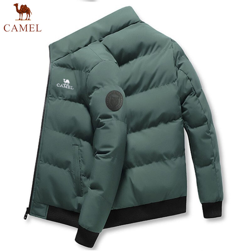 CAMEL mantel empuk katun untuk pria, mantel berbantalan katun dipertebal di Korea musim gugur dan musim dingin, mantel gaya pendek bantalan katun untuk pria
