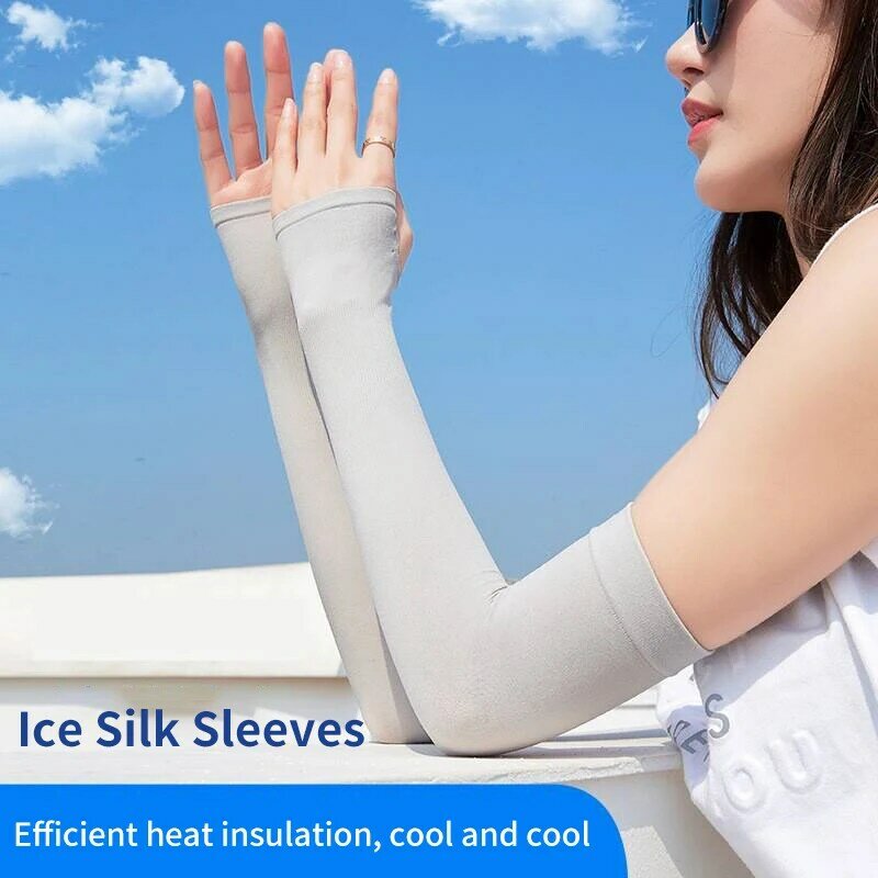 Men's Sleeves Cool Ice Silk Sleeves Women's Ice Sleeves Sun Protection Sleeves Summer Outdoor Sports Cycling Arm Sleeves