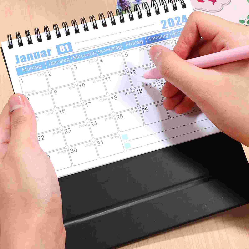 Kalender meja 2024 kalender vertikal bulanan Aksesori kantor kertas berdiri kecil