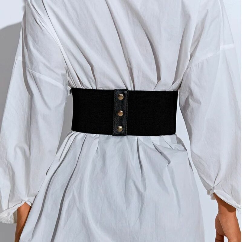 Heart Buckle Elastic Cummerbunds PU Leather Alloy Waist Corset Belts Slimming Body Korean Style Wide Belt Decorative Dress