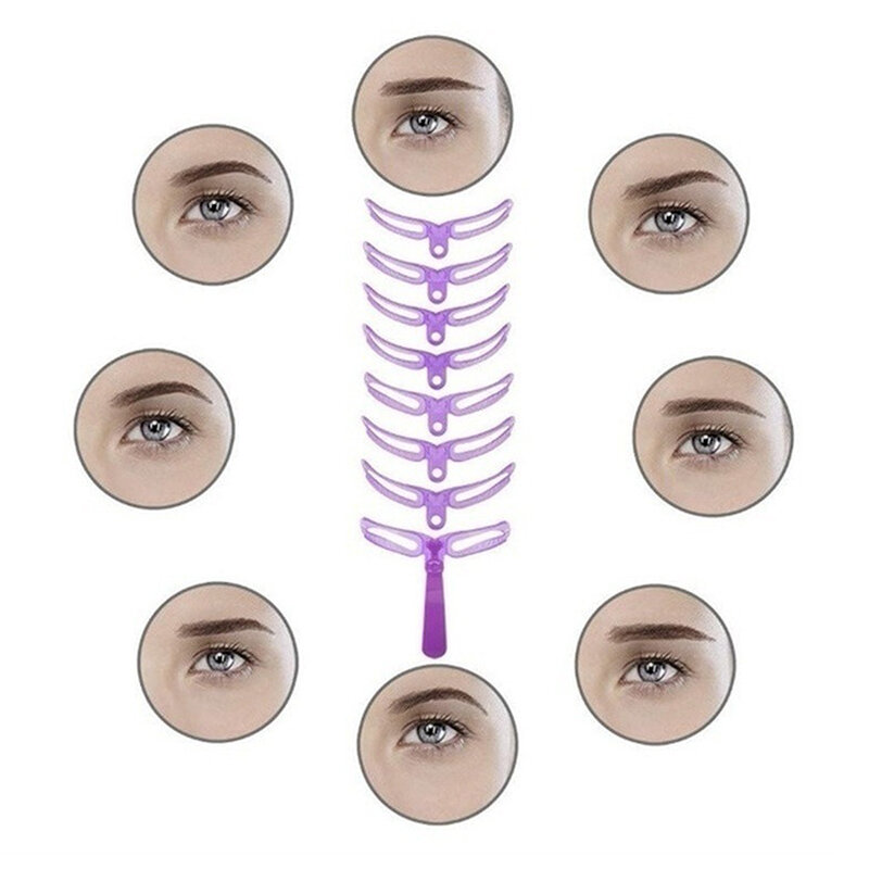8 Stück Augenbrauen schablonen mit Griff und Riemen wasch bar wieder verwendbare Augenbrauen schablone