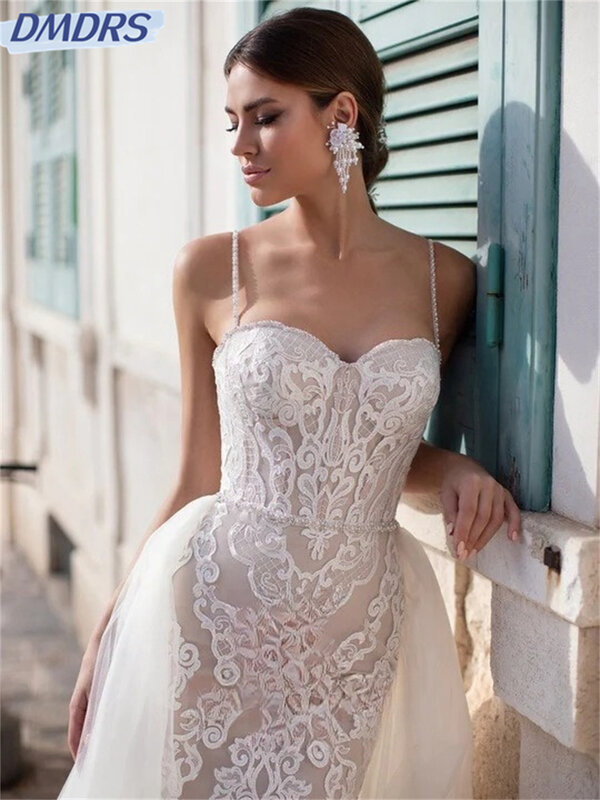 Sexy Spaghetti-Strapped Wedding Dress 2024 Elegant Sleeveless Bridal Dress Romantic A-Line Floor-length Dress Vestidos De Novia