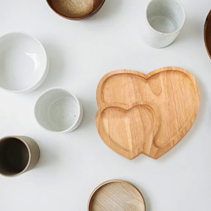 Bandeja minimalista de madera de goma creativa, plato de comida de bambú para restaurante, plato de fruta, plato de té para el hogar