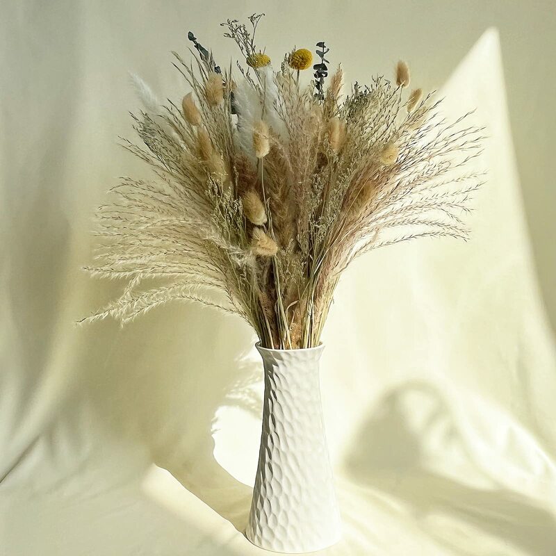 78 Pcs Boho Natural Dried Flowers White Pampas Grass Bunny Tail Fresh Eucalyptus Branches Vase Filler Reed Wedding Table Decor