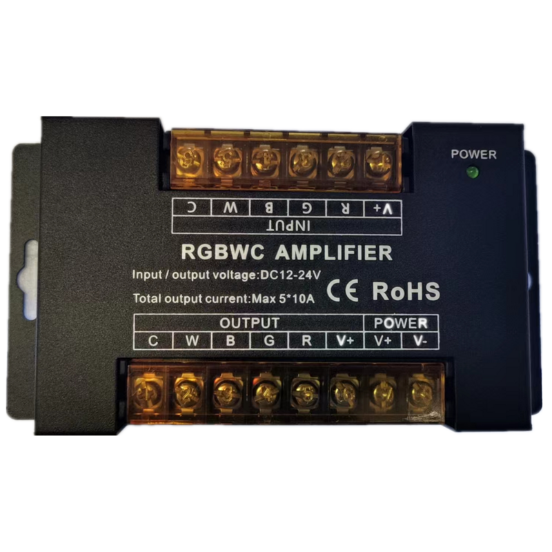 Dc5v12v/24v única cor/rgb/rgbw/rgbww rgb + cct led amplificador controlador 12a/24a/30a/50a 1ch/3ch/4ch/5ch tira repetidor de energia