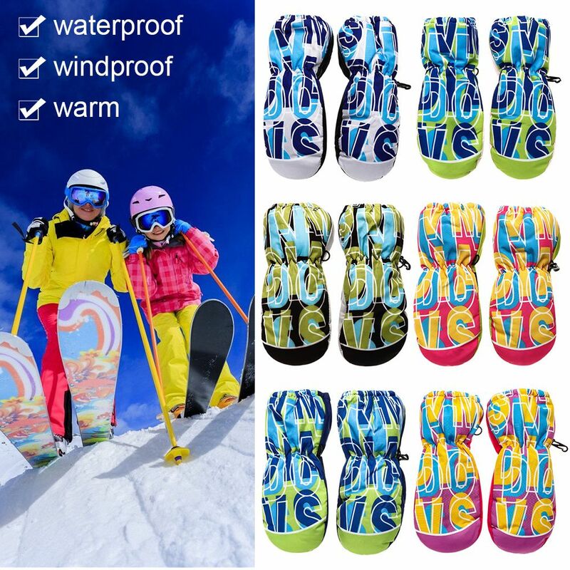 Mode wind dichte Cartoon rutsch feste wasserdichte Sport handschuhe Kinder Ski handschuhe dick warm