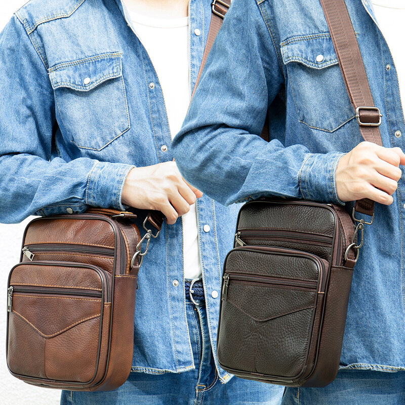 Westal 100% 가죽 메신저 백, 남성용 숄더백, 진짜 가죽 가방, Desinger 지갑 및 핸드백