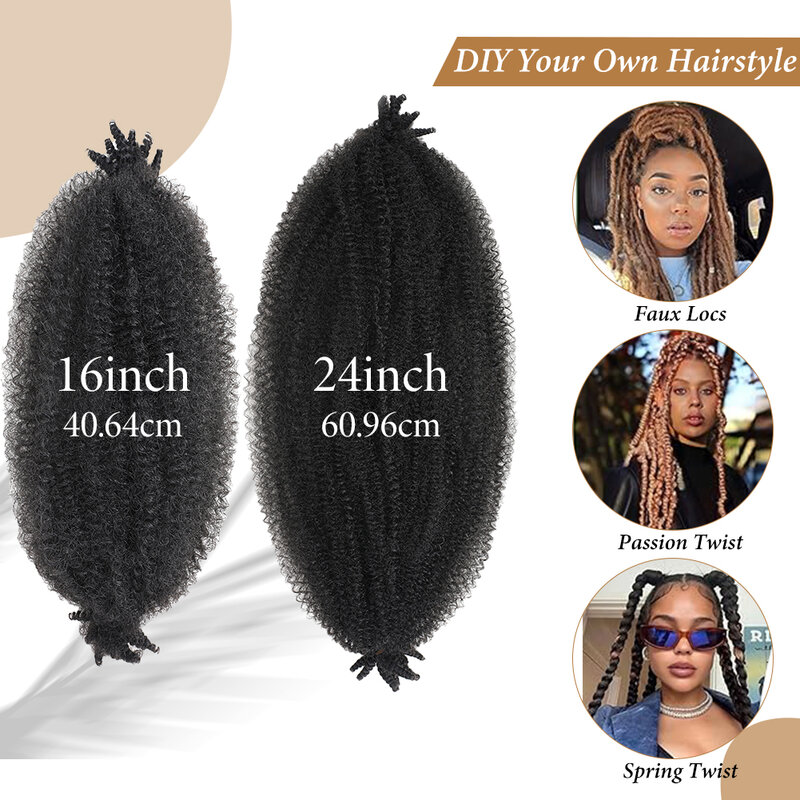 Sprężyste Afro Twist włosy miękkie Locs syntetyczne Marley Twist włosy plecione 24 Cal wstępnie oddzielone perwersyjne Afro Twist przedłużanie włosów