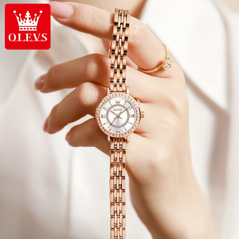Jam tangan gelang wanita, arloji merek terkenal mewah berlian anti-air Quartz elegan untuk hadiah