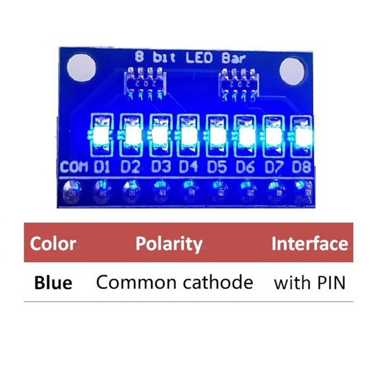 파란색 공통 음극 LED 표시기 모듈 DIY 키트, 아두이노 나노 UNO 라즈베리 파이 4 Nodemcu V3, 3.3V, 5V, 8 비트, 1 개