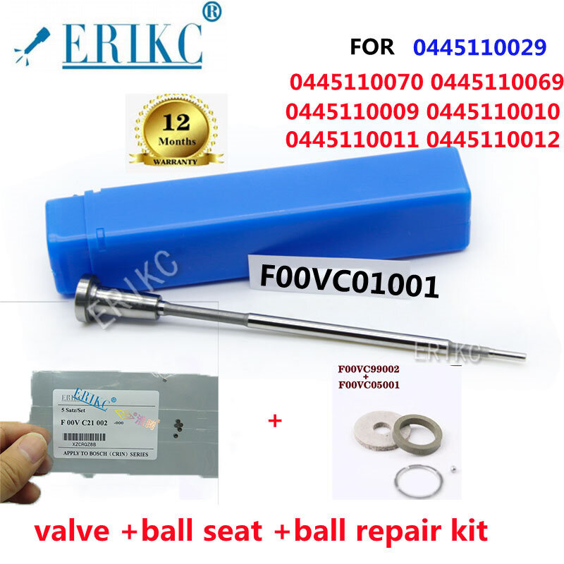 ERIKC 디젤 레일 시스템 인젝터 제어 밸브, 0 445 110 057 098435093, F00VC01013 + F00VC21002 + F00VC99002 + F00VC05001
