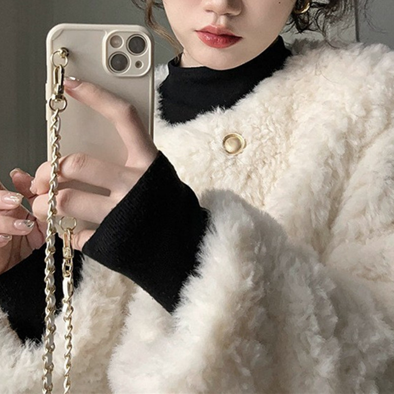 Autunno inverno Cashmere cotone giacca donna nuovo spesso caldo allentato moda Casual elegante Chic pelliccia sintetica francese bianco femminile cappotto