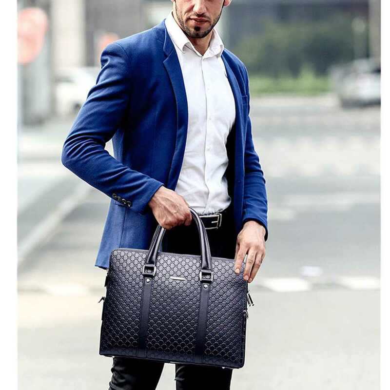 Maletín de negocios de cuero de doble capa para hombre, bolso de hombro informal, bandolera para ordenador portátil, bolsos de viaje