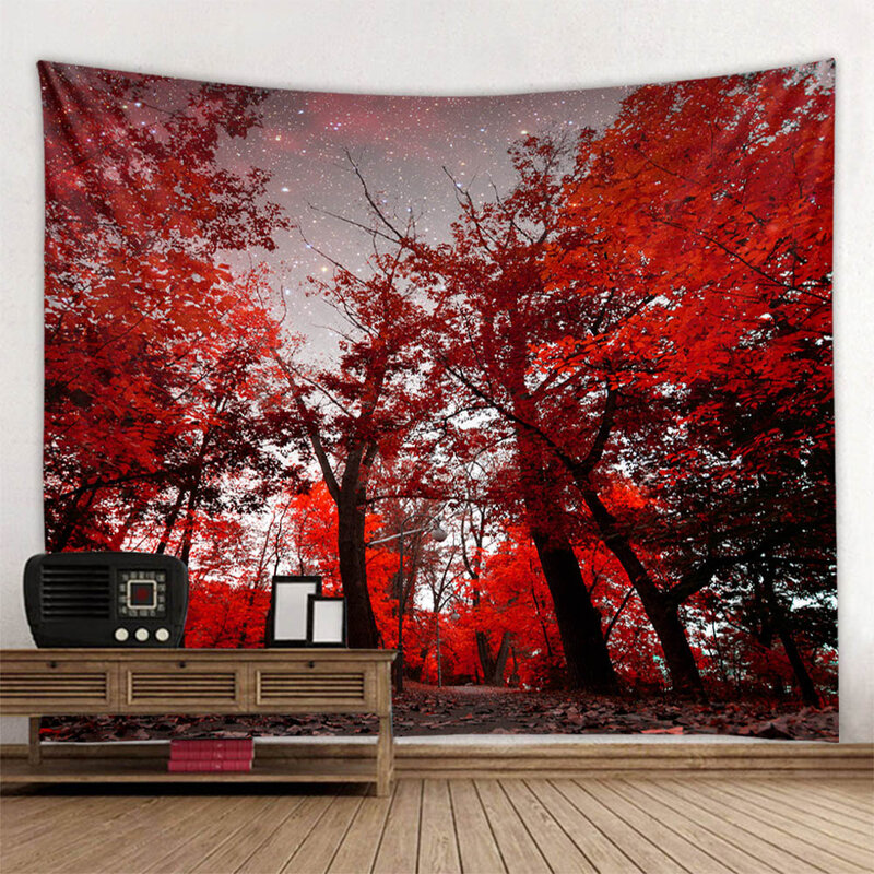 Звездный дневной настенный фон с изображением леса и пейзажа, ткань для гостиной, спальни, настенное художественное украшение, гобелен
