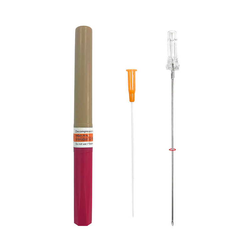 Equipo de emergencia de aguja de descompresión, Kit de primeros auxilios, tensión, neumotórax, tórax, médico, Color aleatorio, 1 unidad