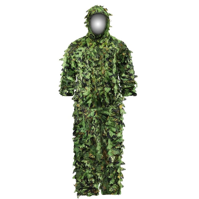 4X Sticky Flower Bionic Leaves Camouflage Suit Hunting Ghillie Suit Woodland Camouflage Universal Camo Set (B)