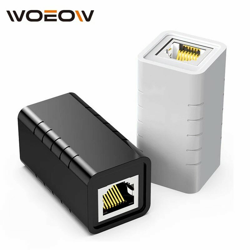 WoeoW RJ45 Connector Network Ethernet Extender Extension for Cat7 Cat6 Cat5e Ethernet Cable Adapter Gigabit Female to Female