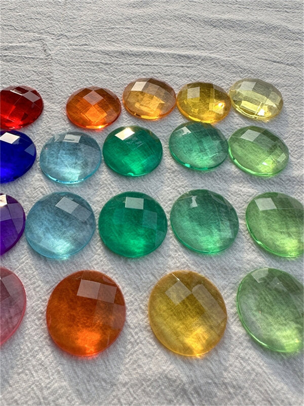 Pedras de gema acrílicas para crianças, brinquedos de transmissão leve, veja através dos blocos do arco-íris, jogo aberto, 3cm