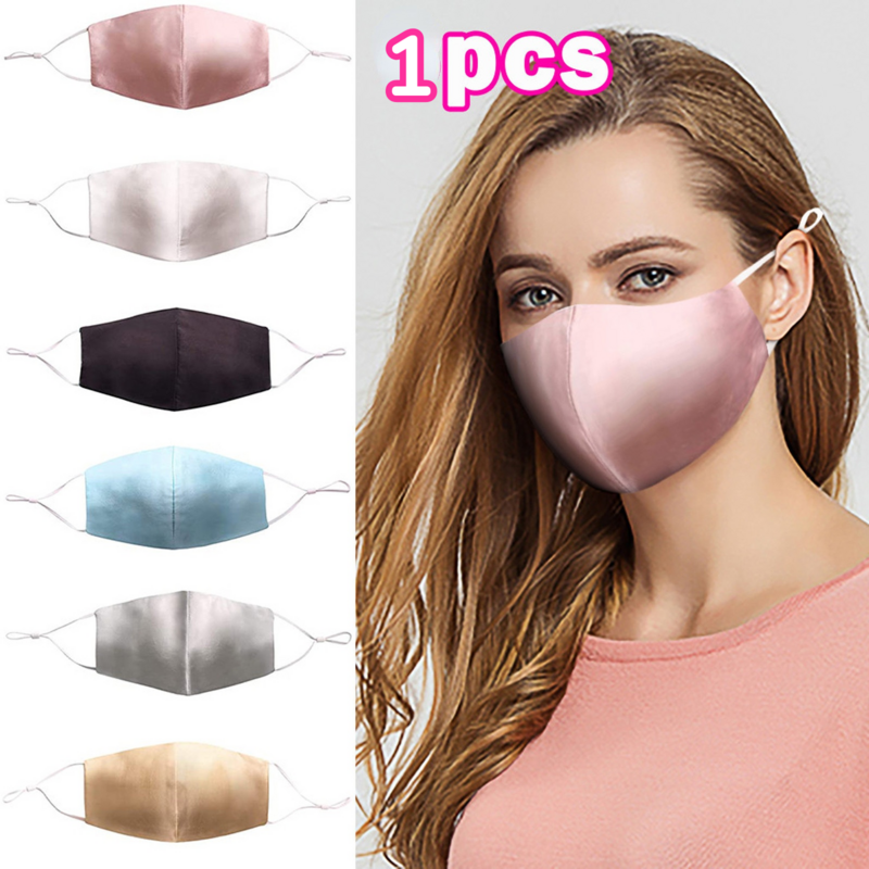 Washable Reusable Two-layer Silk Mask Anti-sun and Dust-proof Imitation Silk Mask For Men and Women(Can Put Filter+Nose Patch)