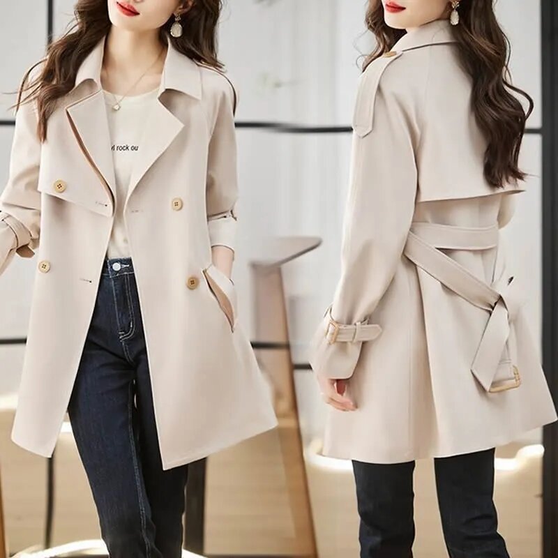 "Lining" High-end Temperament Windbreaker Women's Long Section 2023 Spring New This Year's Fashion Loose Casual Coat WomenTide