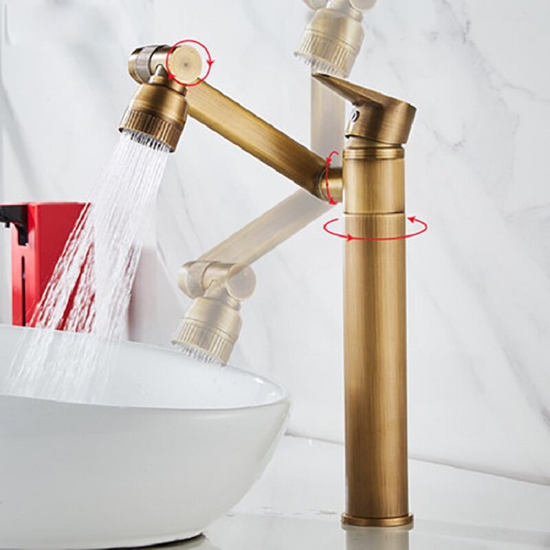 Engrossar latão pia do banheiro 360 ° rotativa torneira misturador da bacia guindastes água torneira do chuveiro encanamento tapware para acessórios do banheiro