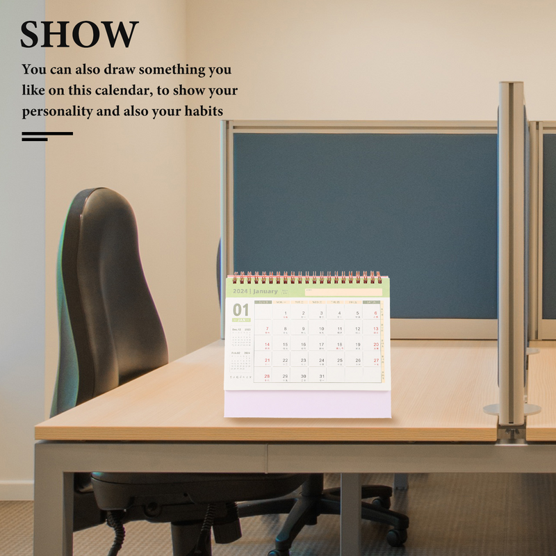 2024 Office Accessories Standing Calendar Decor Household Desk Monthly Easel Note