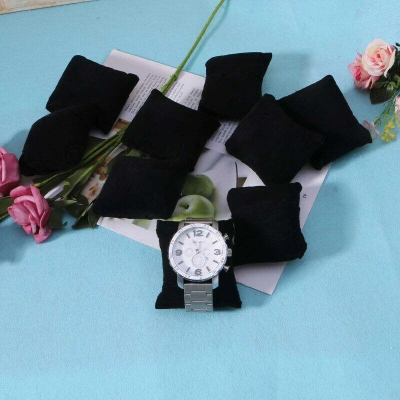 E0BF 10 sztuk aksamitna bransoletka poduszka wielokolorowa biżuteria poduszka poduszka do bransoletki zegarka