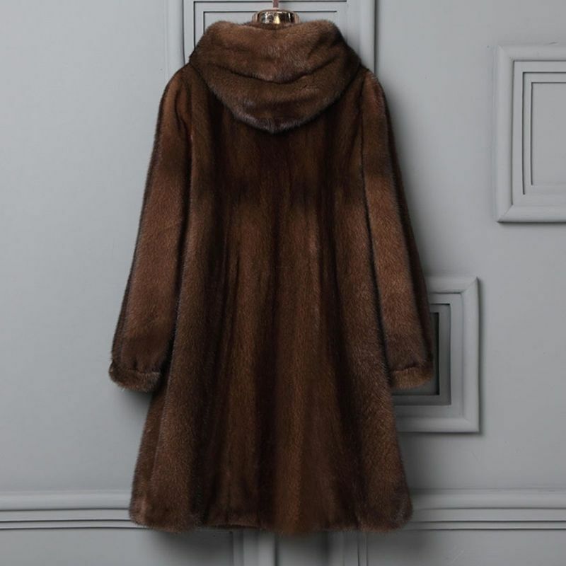 S-9XL Womens Long Section Hooded Fake Mink Fur Jackets High Quality Imitation Mink Fur Coats Large Size Female Winter Fur Jacket