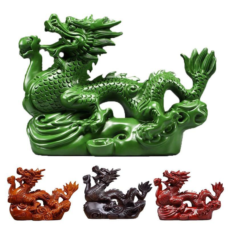 Adornos de dragón tallado en madera, artesanías de tallado de madera maciza, zodiaco chino, decoración del hogar, sala de estar y oficina