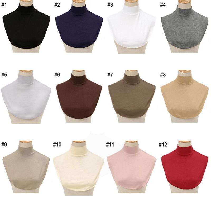 Lenço de gola falsa modal feminino, camisa de fundo de cor sólida, quatro estações, camisolas, camisa acessórios