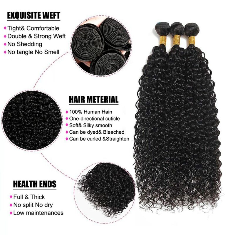 Indiano Afro Kinky Curly Bundles, extensões de cabelo humano, não transformados Cabelo Virgem, 100% Cabelo Humano Weave Bundles, Jerry Curl, 1 Pc, 3 Pcs, 4Pcs