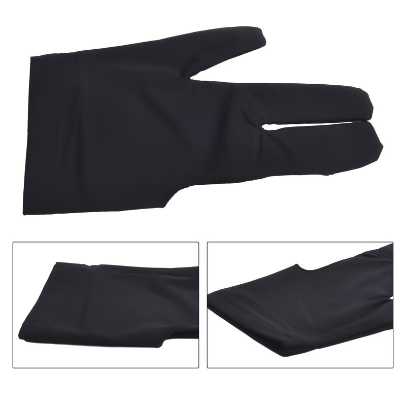 Premium Bilhar Three Finger Gloves, adequado para jogadores de esquerda e direita, ácido alcalino resistente, duradouro