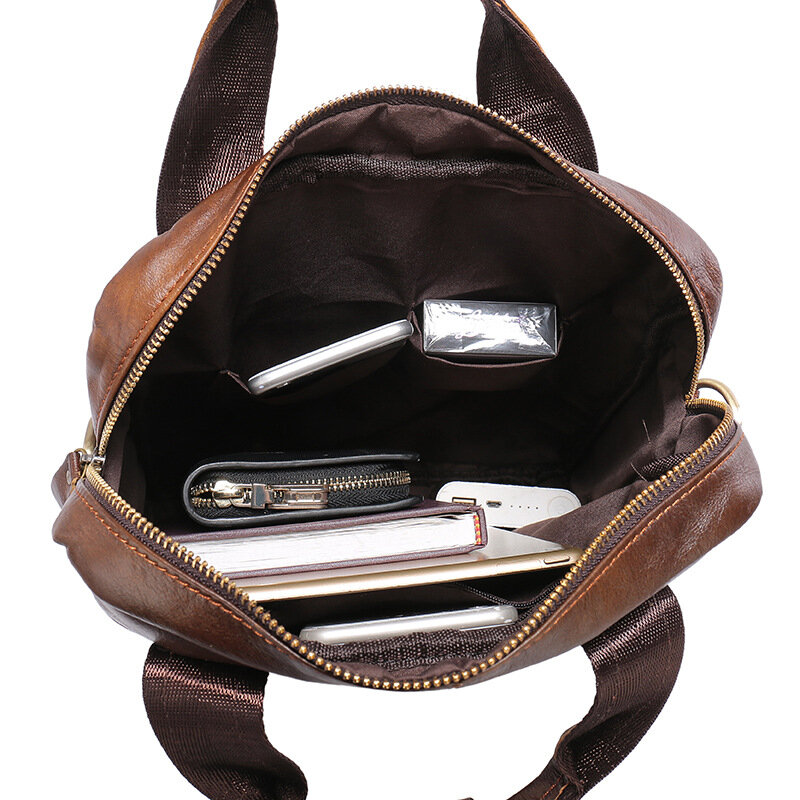 2024 New Genuine Leather briefcases maletines maleta Men Travel Shoulder Messenger Bags Male Document Handbags business bag