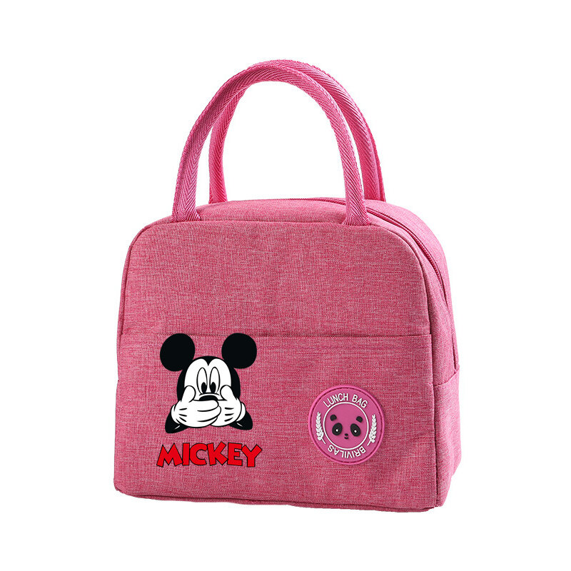Bolsas de almuerzo portátiles con aislamiento de Mickey y Minnie Mouse, paquete de papel de aluminio, bolsa de arroz, paquete de comida, bolso de mano Bento para estudiantes