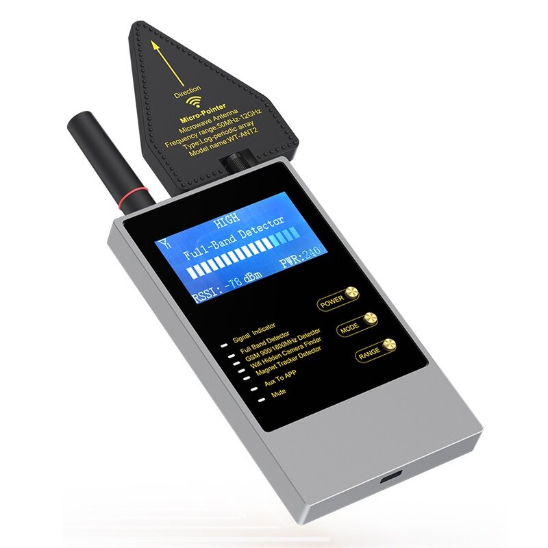 Detektor WT10 RF jest anty-szpiegiem wykrywacz błędów wykrywania sygnałów z Wifi, GSM, GPS trackerów i podsłuchiwania urządzeń szpiegowskich