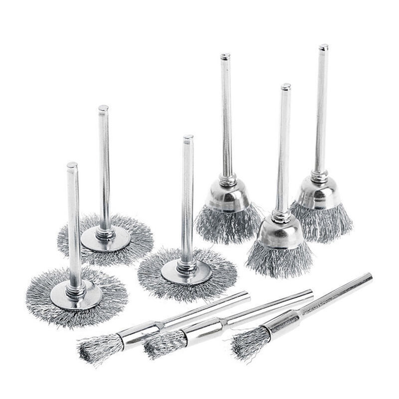 9 Pcs Wire Brush Stainless Steel Wire Wheel Rotary Tool Rust Removal Brush For Metal Polishing Cleaning Brush