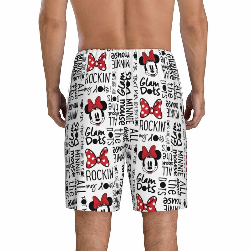 Pantalones cortos de pijama personalizados para hombre, ropa de dormir de Mickey Mouse, con cintura elástica, con bolsillos