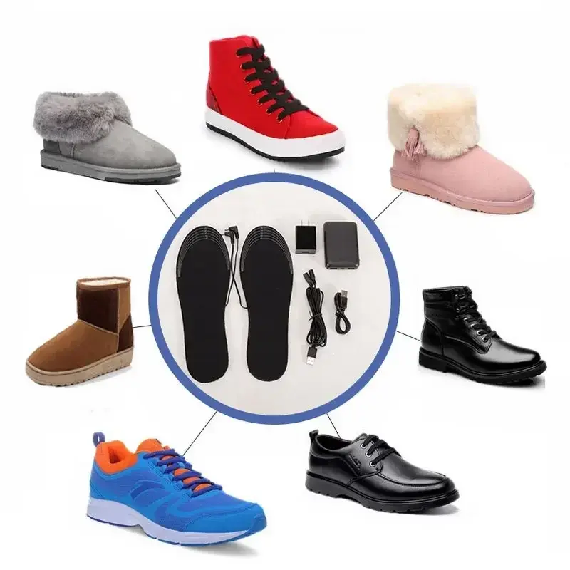 Semelles intérieures de chaussures métropolitaines USB unisexes, coussin de chaussette chaud pour les pieds, polymères chauffants électriquement, l'offre elles thermiques chaudes lavables