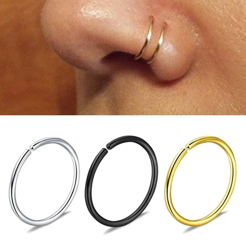 Mode runde Edelstahl Ohrring frei durchbohren den Körper, um Piercing falsche Nase Körpers chmuck zu verhindern