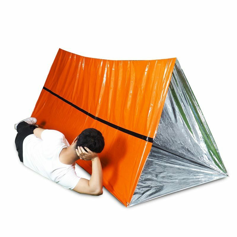 야외 구명 비상 담요, 휴대용 올리브 그린 보온 담요, 오렌지 단열 침낭 텐트, PE 일회용